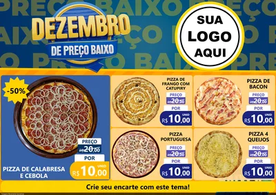 Modelo de Encarte para Encarte A4 Horizontal com o tema Dezembro de Preço Baixo para Pizzaria