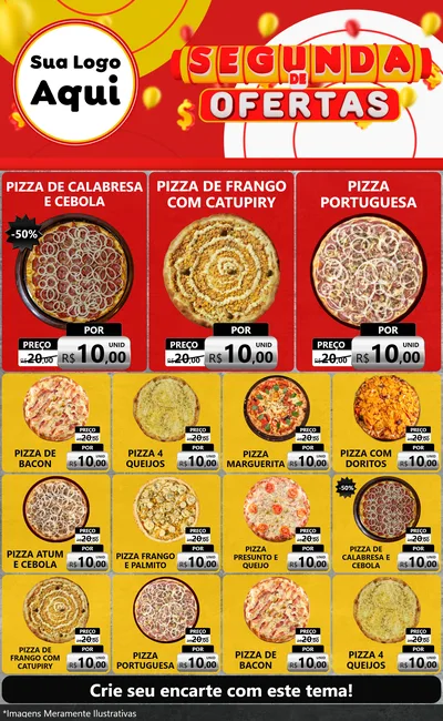 Modelo de Encarte para Encarte Grande com o tema Segunda de Ofertas para Pizzaria
