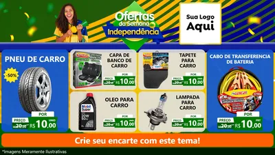 Modelo de TV para TV Horizontal com o tema Ofertas da Semana da Independência para Auto peças