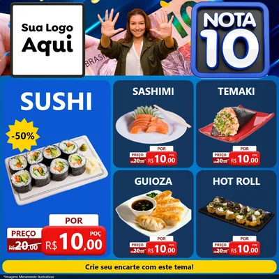 Modelo de Rede Social para Feed Facebook com o tema Nota 10 para Comida japonesa