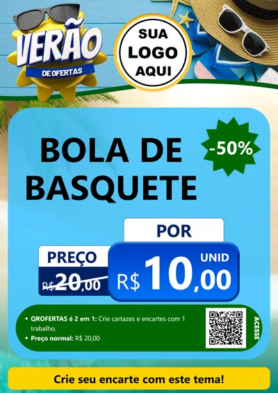 Modelo de Cartaz para Cartaz A4 Vertical com o tema Verão de Ofertas para Artigos Esportivos