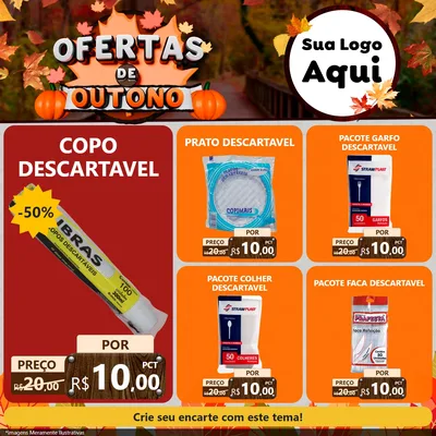 Modelo de Rede Social para Feed Facebook com o tema Ofertas de Outono para Embalagens