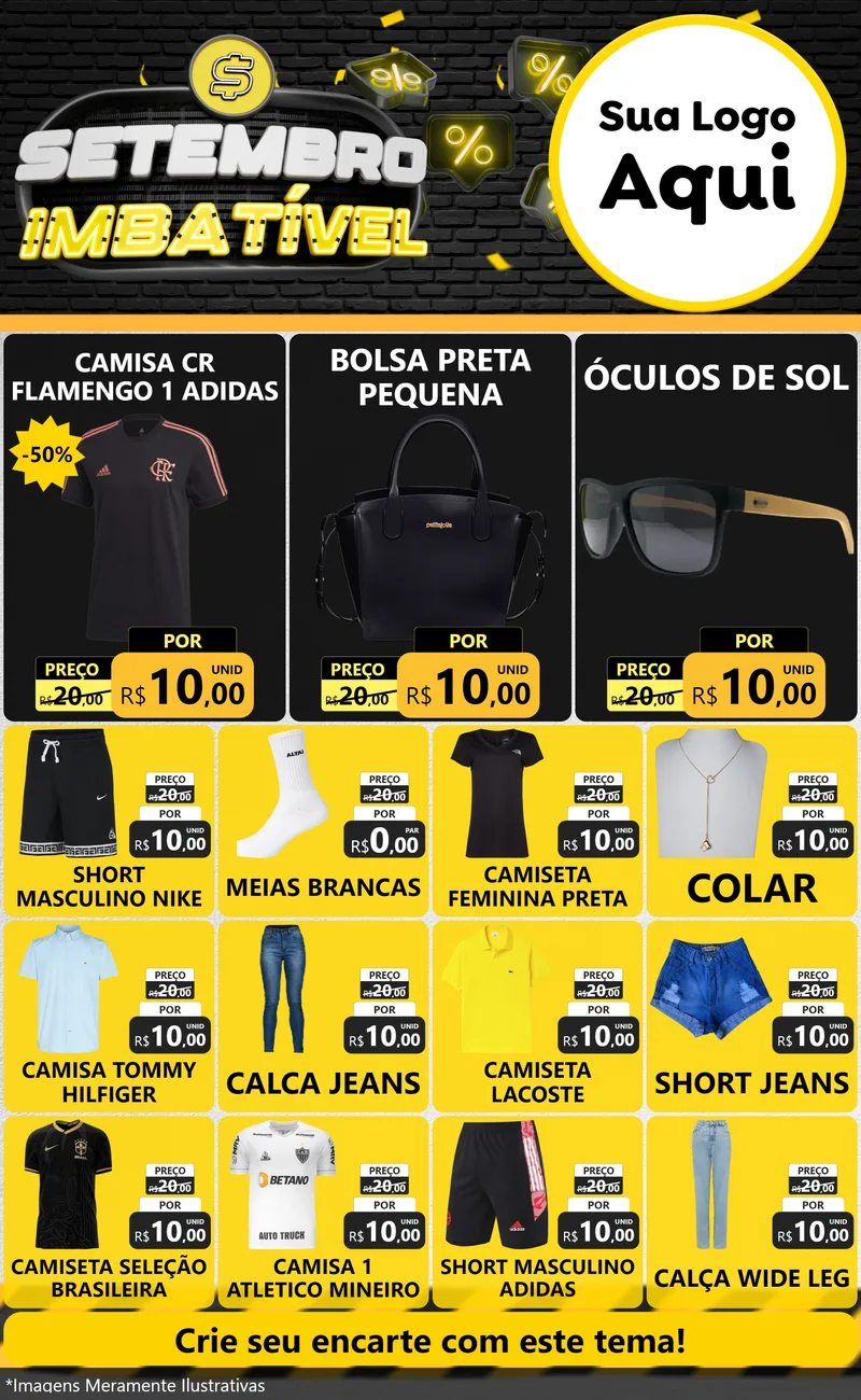 Modelo de Encarte para Encarte Grande com o tema Setembro Imbatível para Roupas e acessórios