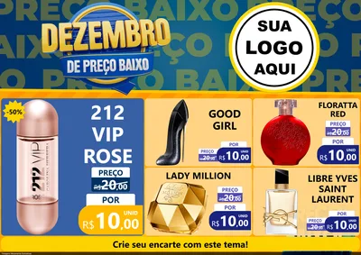 Modelo de Encarte para Encarte A4 Horizontal com o tema Dezembro de Preço Baixo para Perfumes