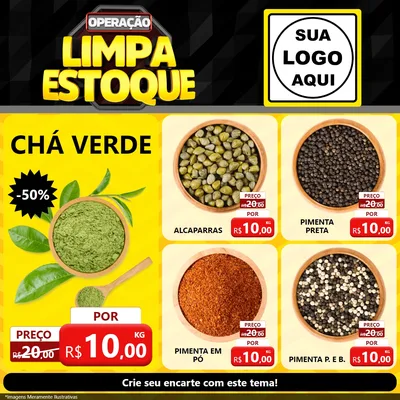 Modelo de Rede Social para Feed Facebook com o tema Operação Limpa Estoque para Produtos Naturais