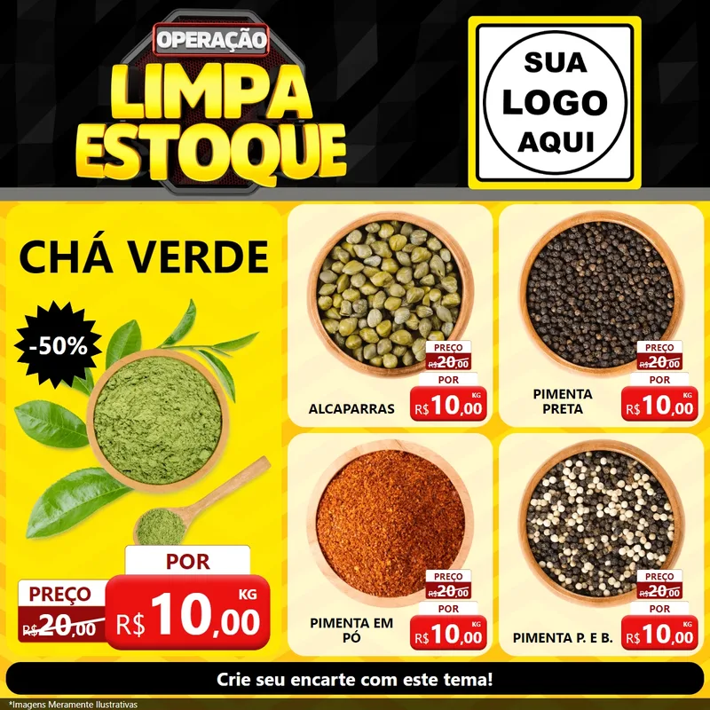 Modelo de Rede Social para Feed Facebook com o tema Operação Limpa Estoque para Produtos Naturais