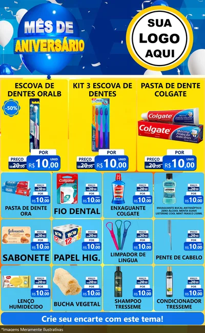 Modelo de Encarte para Encarte Grande com o tema Mês de Aniversário para Higiene Pessoal