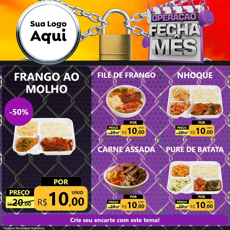 Modelo de Rede Social para Feed Facebook com o tema Operação Fecha Mês para Restaurante