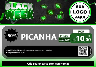 Modelo de Cartaz para Cartaz A4 Horizontal com o tema Black Week para Açougue
