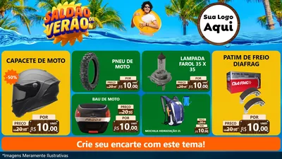 Modelo de TV para TV Horizontal com o tema Saldão de Verão para Moto peças