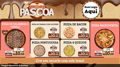 Modelo de TV para TV Horizontal com o tema Ofertas de Páscoa para Pizzaria