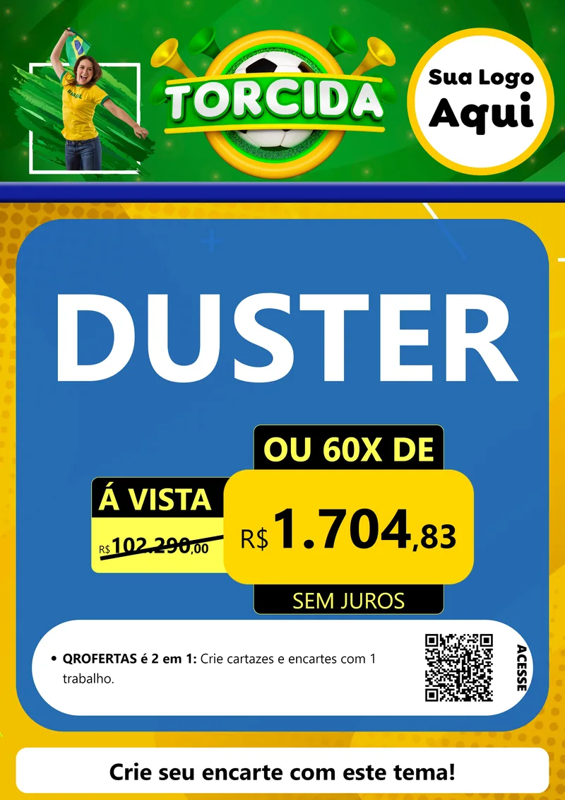Modelo de Cartaz para Cartaz A4 Vertical com o tema Torcida para Concessionaria de Carros