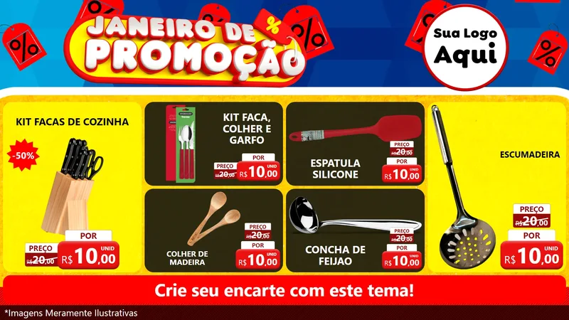 Modelo de TV para TV Horizontal com o tema Janeiro de Promoção para Utilidades Domésticas