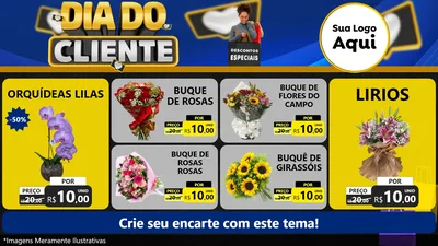 Modelo de TV para TV Horizontal com o tema Dia Do Cliente para Floricultura e jardim