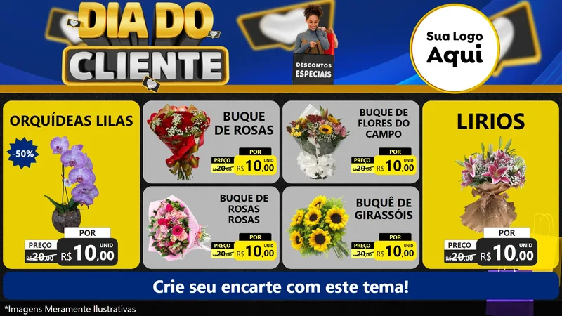 Modelo de TV para TV Horizontal com o tema Dia Do Cliente para Floricultura e jardim