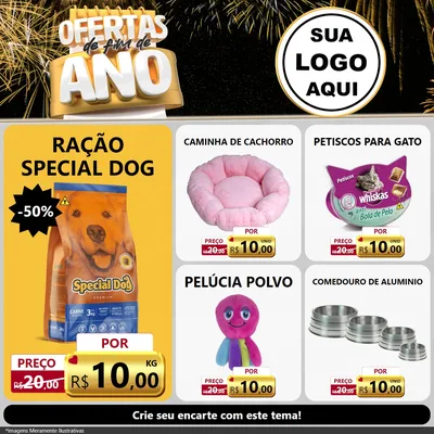 Modelo de Rede Social para Feed Facebook com o tema Ofertas de Fim de Ano para Pet Shop