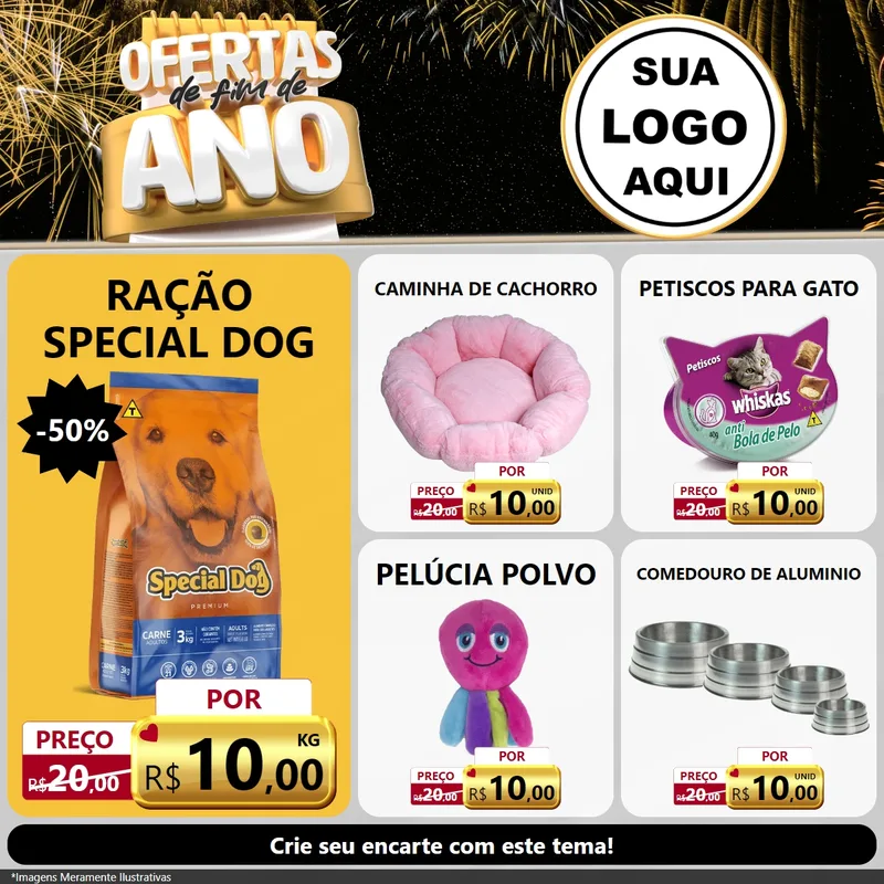 Modelo de Rede Social para Feed Facebook com o tema Ofertas de Fim de Ano para Pet Shop
