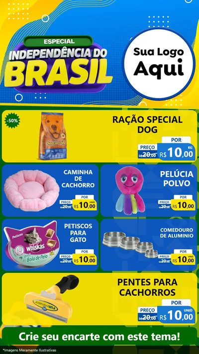 Modelo de TV para TV Vertical com o tema Especial Independência do Brasil para Pet Shop