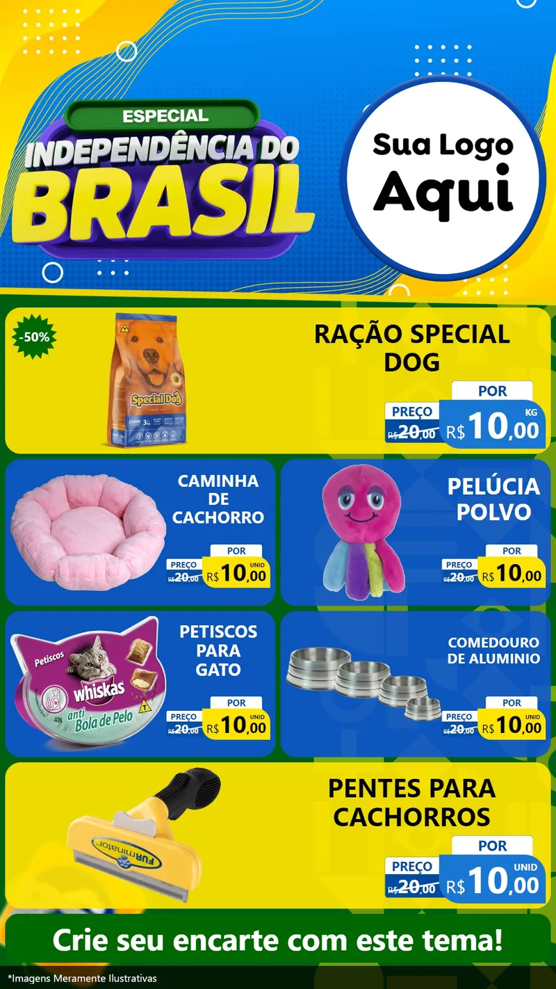 Modelo de TV para TV Vertical com o tema Especial Independência do Brasil para Pet Shop