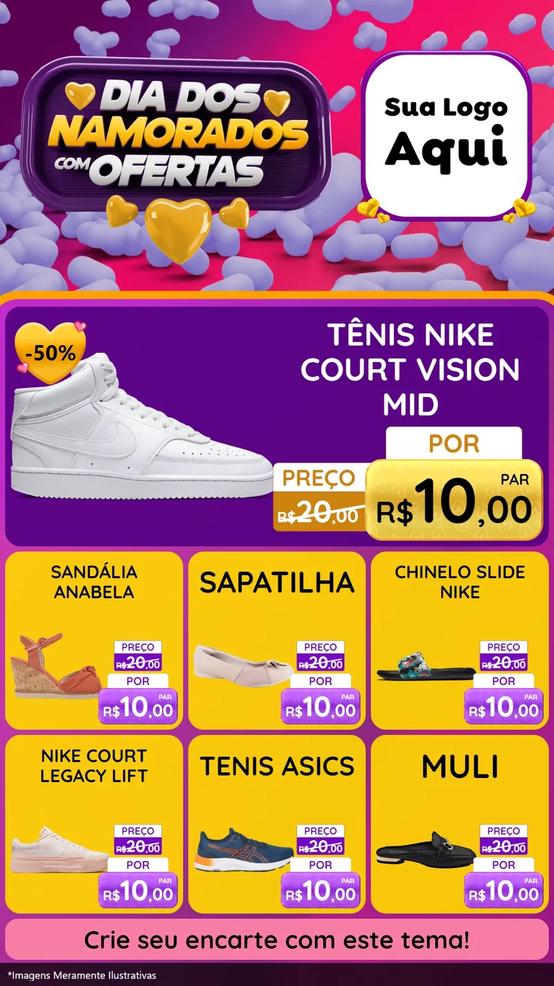 Modelo de Rede Social para Stories com o tema Dia Dos Namorados Com Ofertas para Calçados