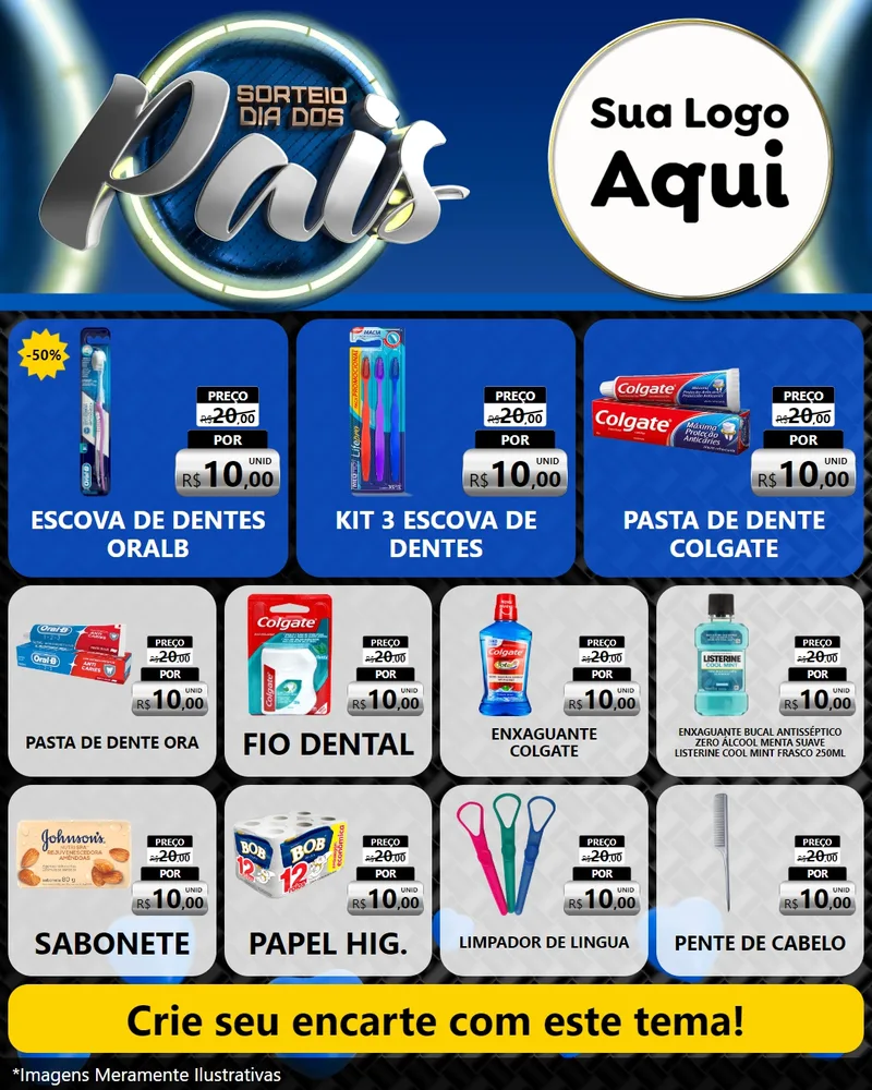 Modelo de Rede Social para Feed Instagram com o tema Sorteio Dia Dos Pais para Higiene Pessoal