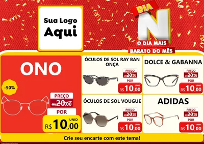 Modelo de Encarte para Encarte A4 Horizontal com o tema Dia N o Dia Mais Barato do Mês para Óticas