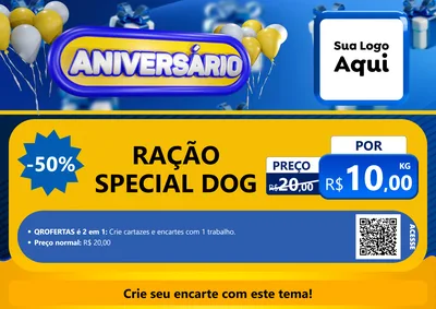 Modelo de Cartaz para Cartaz A4 Horizontal com o tema Aniversário para Pet Shop