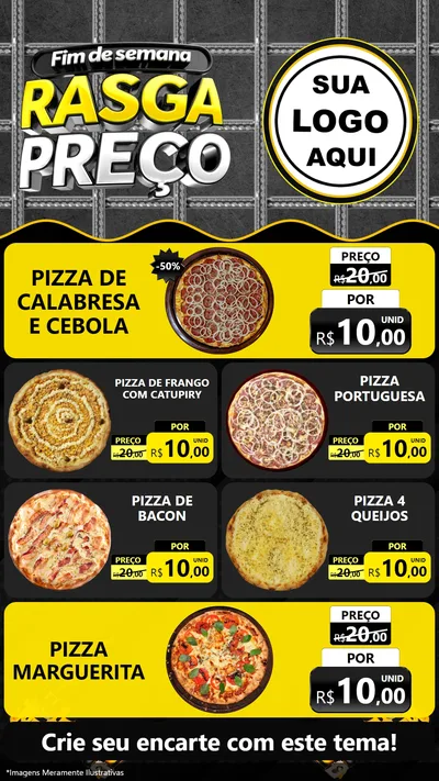 Modelo de TV para TV Vertical com o tema Fim de Semana Rasga Preço para Pizzaria
