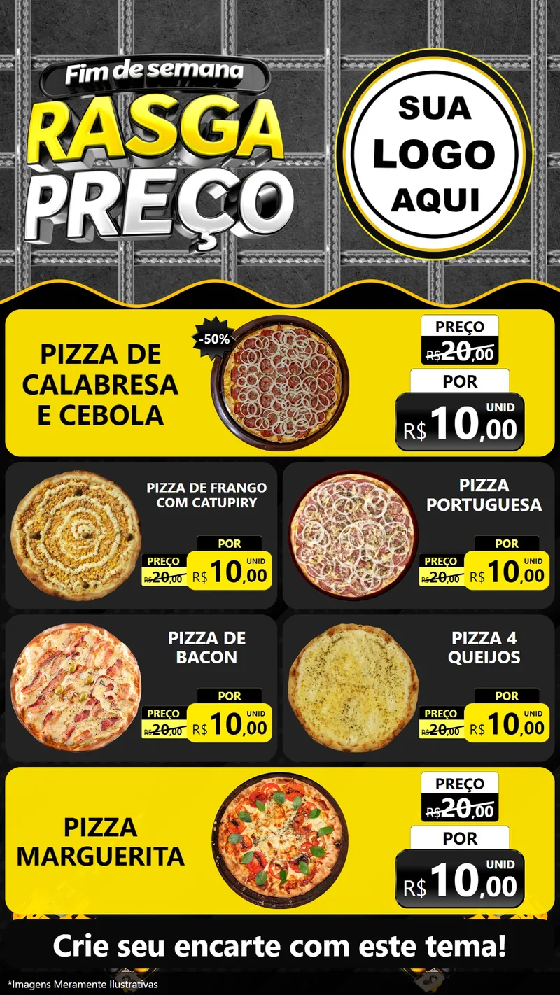 Modelo de TV para TV Vertical com o tema Fim de Semana Rasga Preço para Pizzaria