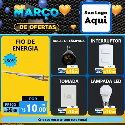 Modelo de Rede Social para Feed Facebook com o tema Março de Ofertas para Materiais Elétricos