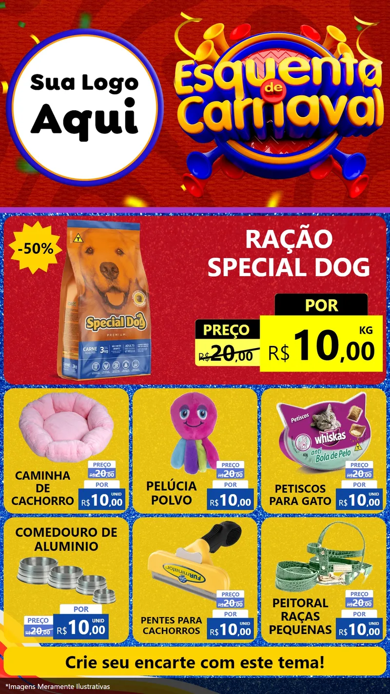 Modelo de Rede Social para Stories com o tema Esquenta de Carnaval para Pet Shop