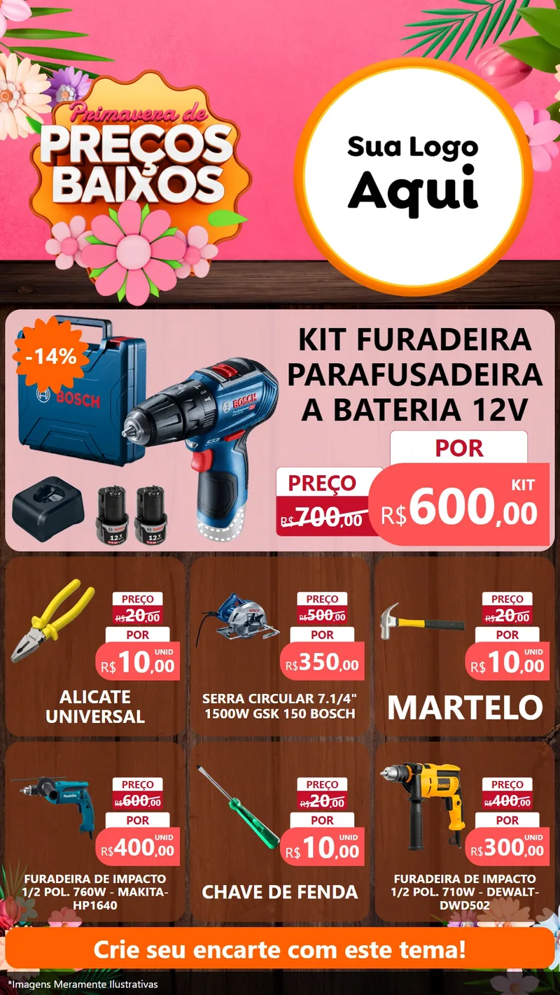 Modelo de Rede Social para Stories com o tema Primavera de Preços Baixos para Maquinas e Ferramentas