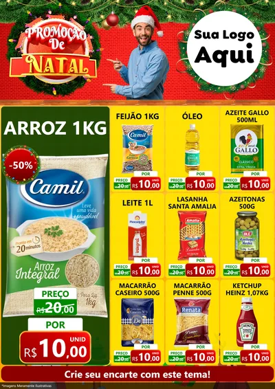 Modelo de Encarte para Encarte A4 Vertical com o tema Promoção de Natal para Supermercado