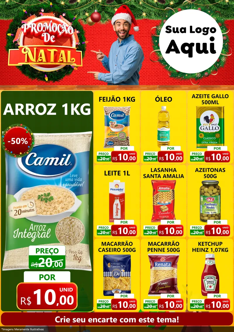 Modelo de Encarte para Encarte A4 Vertical com o tema Promoção de Natal para Supermercado