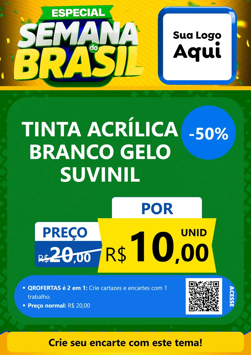 Modelo de Cartaz para Cartaz A4 Vertical com o tema Especial Semana do Brasil para Tintas e Ferramentas