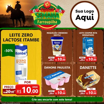 Modelo de Rede Social para Feed Facebook com o tema Especial Semana Farroupilha para Frios e Laticínios
