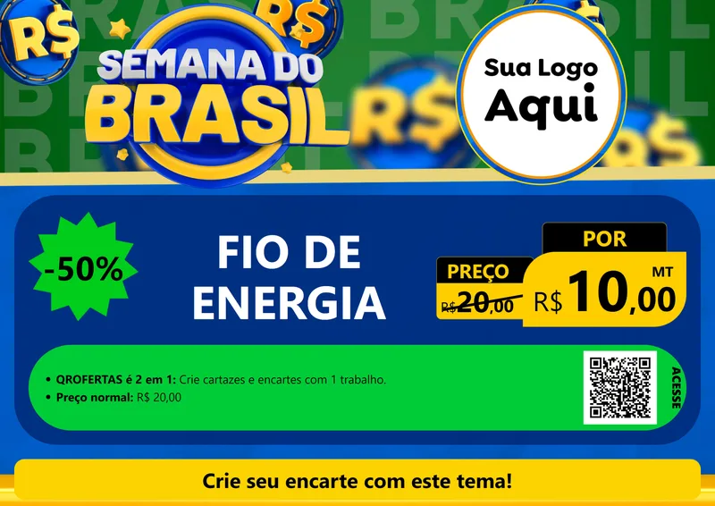 Modelo de Cartaz para Cartaz A4 Horizontal com o tema Semana Do Brasil para Materiais Elétricos