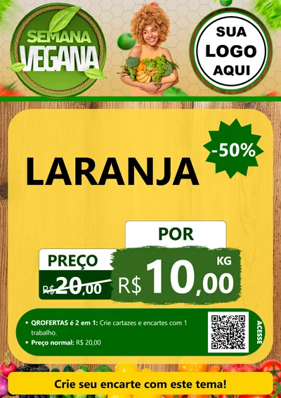 Modelo de Cartaz para Cartaz A4 Vertical com o tema Semana Vegana para Hortifrúti