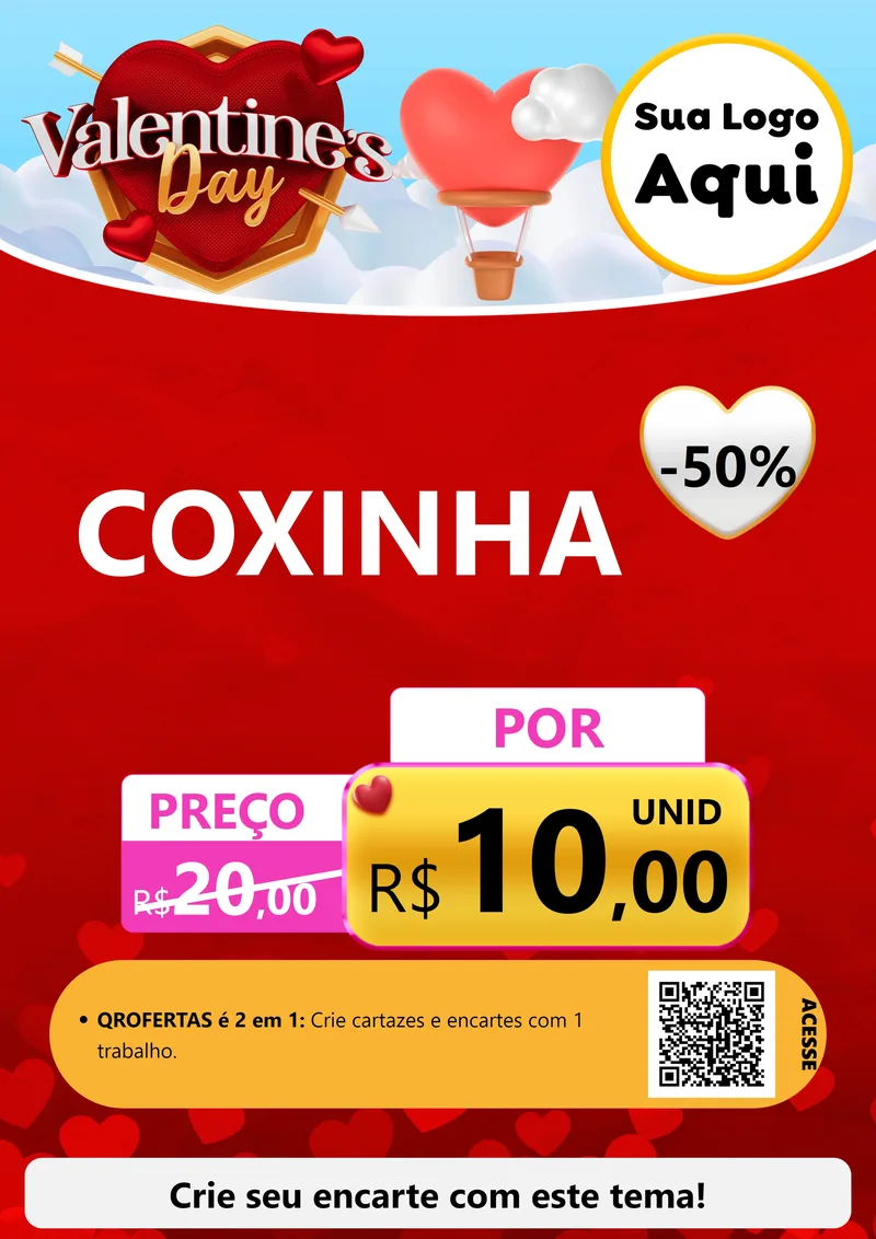 Modelo de Cartaz para Cartaz A4 Vertical com o tema Valentine's Day para Salgadaria
