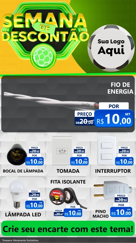 Modelo de Rede Social para Stories com o tema Semana de Descontão - Copa para Materiais Elétricos