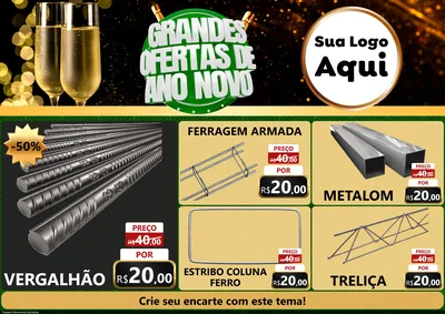 Modelo de Encarte para Encarte A4 Horizontal com o tema Grandes Ofertas de Ano Novo para Ferragens