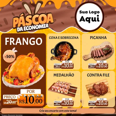 Modelo de Rede Social para Feed Facebook com o tema Páscoa da Economia para Assados