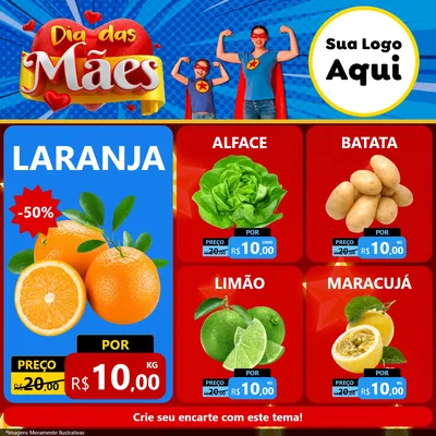 Modelo de Rede Social para Feed Facebook com o tema Dia das Mães para Hortifrúti