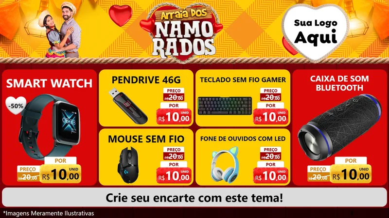 Modelo de TV para TV Horizontal com o tema Arraiá dos Namorados para Informática