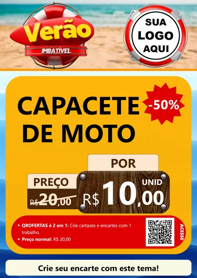 Modelo de Cartaz para Cartaz A4 Vertical com o tema Verão Imbatível para Moto peças