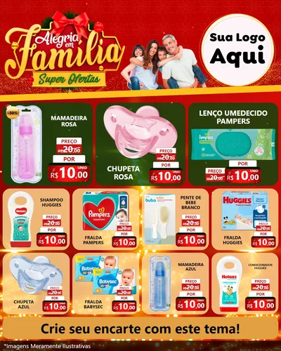 Modelo de Rede Social para Feed Instagram com o tema Alegria em Família Super Ofertas - Natal para Bebês