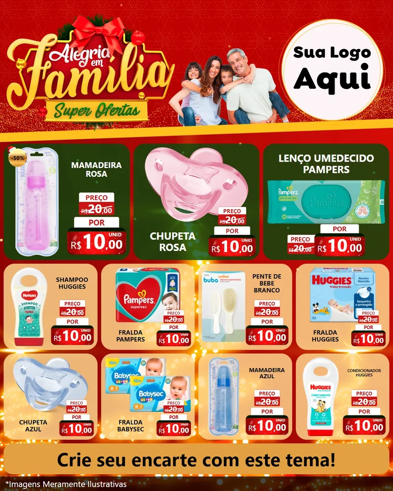 Modelo de Rede Social para Feed Instagram com o tema Alegria em Família Super Ofertas - Natal para Bebês
