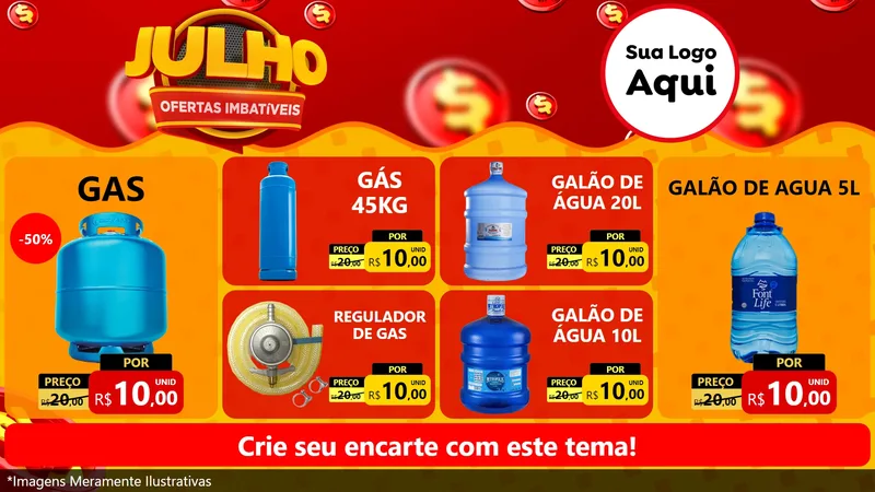 Modelo de TV para TV Horizontal com o tema Julho Ofertas Imbatíveis para Água e gás