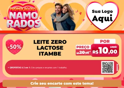 Modelo de Cartaz para Cartaz A4 Horizontal com o tema Promoção dos Namorados para Frios e Laticínios