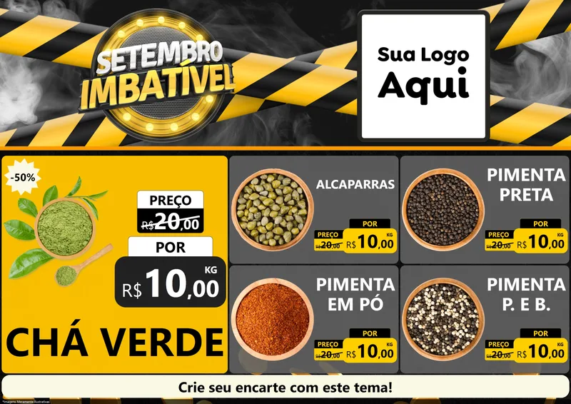 Modelo de Encarte para Encarte A4 Horizontal com o tema Setembro Imbatível para Produtos Naturais